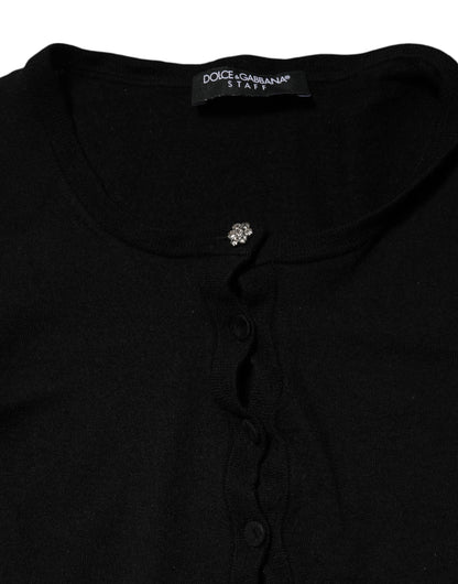 Dolce & Gabbana Black STAFF Round Neck Cardigan Sweater