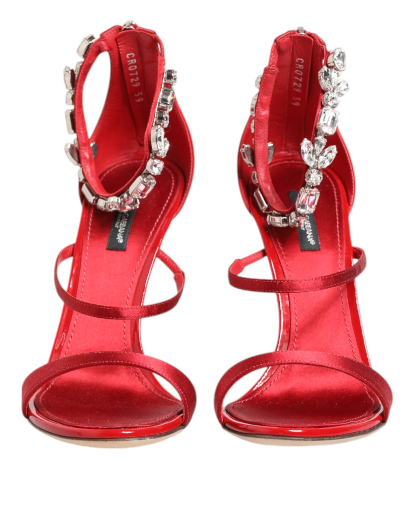 Dolce &amp; Gabbana – Keira – Sandalen mit Absatz und Kristallen in Rot