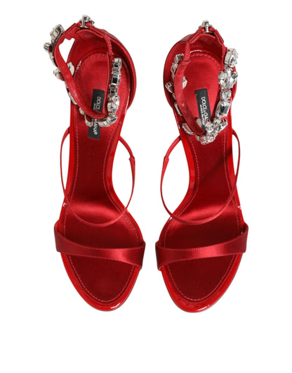 Dolce &amp; Gabbana – Keira – Sandalen mit Absatz und Kristallen in Rot