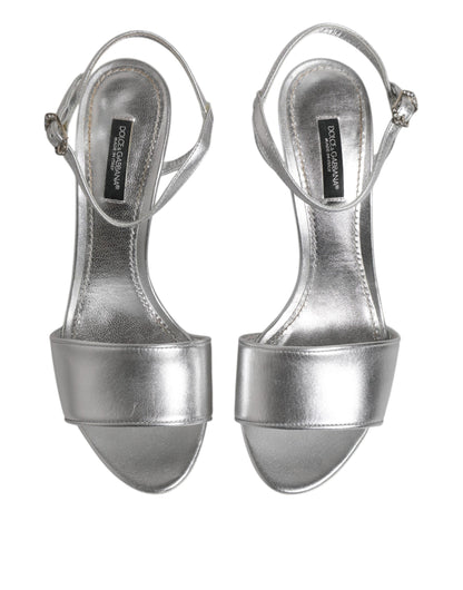 Dolce &amp; Gabbana Silber KEIRA Heels Knöchelriemen Sandalen Schuhe