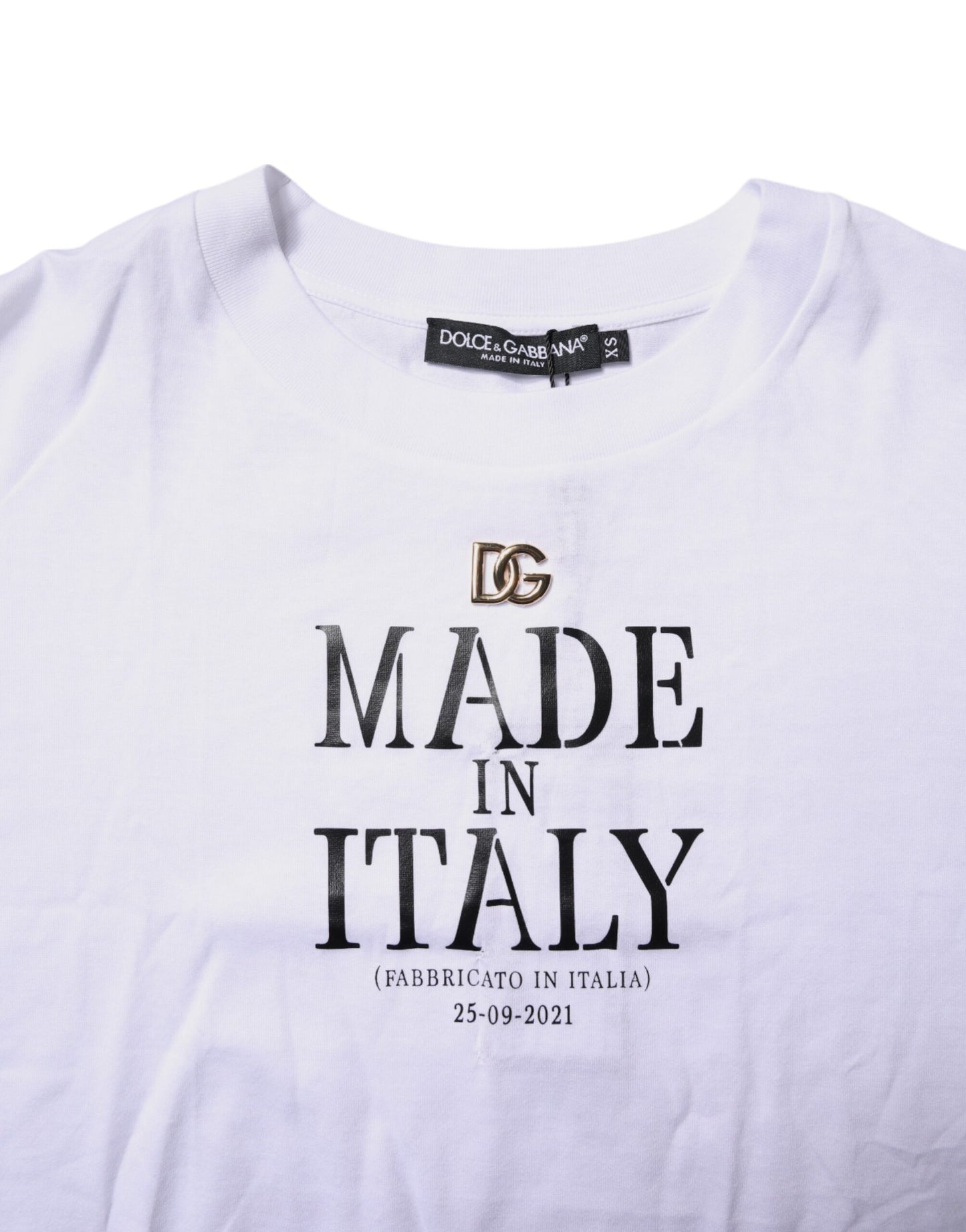Dolce & Gabbana White Short Sleeves DG Logo Print Top T-shirt