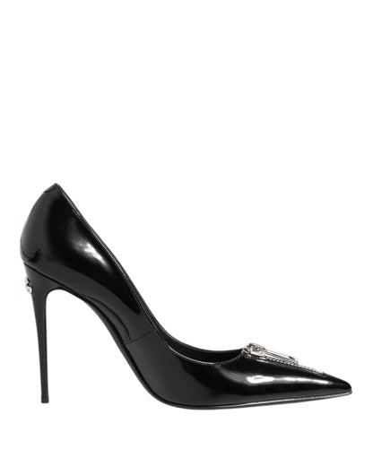 Dolce &amp; Gabbana Schwarze Lackleder Reißverschluss Heels Pumps Schuhe