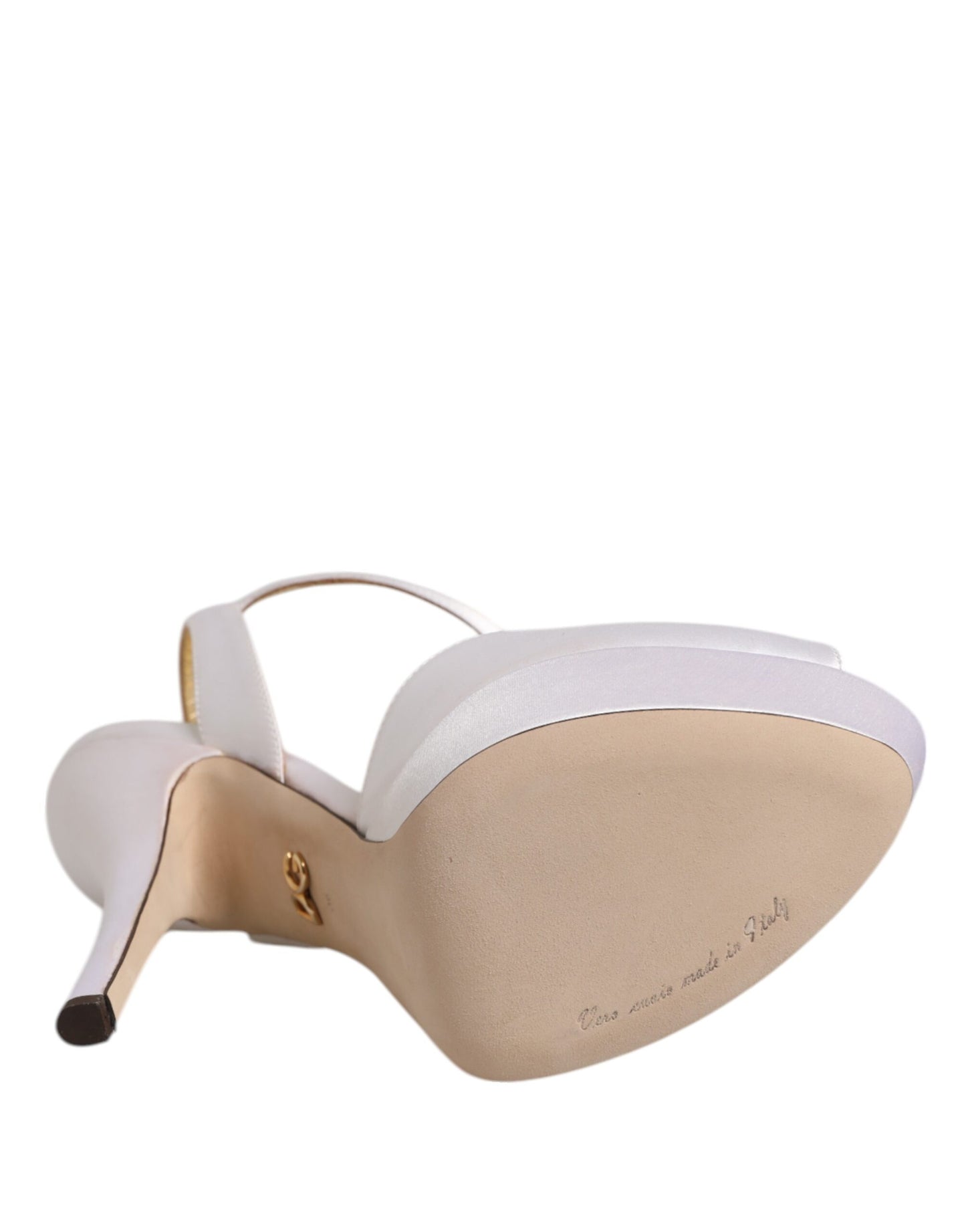 Dolce &amp; Gabbana Weiße Satin-Plateau-Absatz-Sandalen