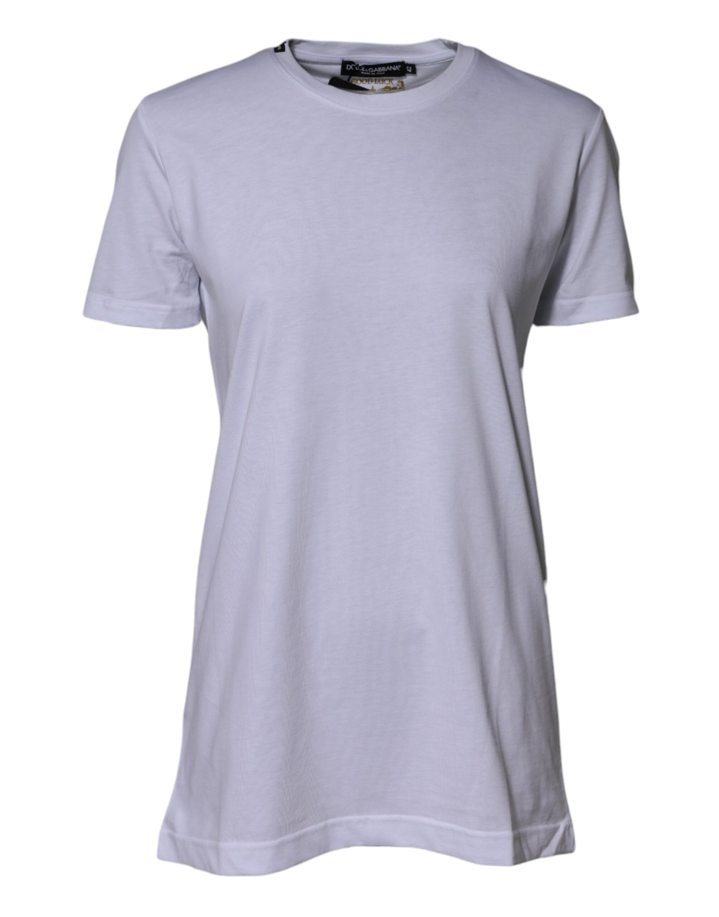 تيشيرت دولتشي آند غابانا أبيض قطني بياقة دائرية وشعار جودلاك 2023