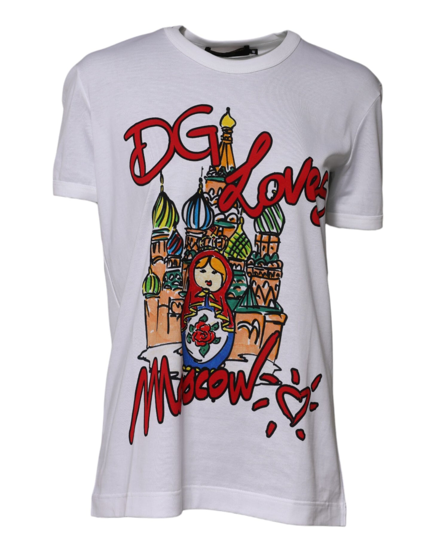 Dolce &amp; Gabbana – Weißes T-Shirt mit Rundhalsausschnitt „DG Loves Moscow“