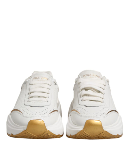 Dolce & Gabbana White Gold DAYMASTER Leather Sneakers Shoes