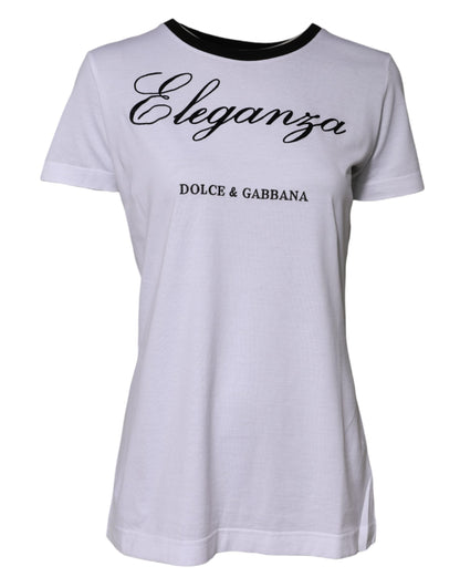 Dolce & Gabbana White Eleganza Cotton Crew Neck Tee T-shirt