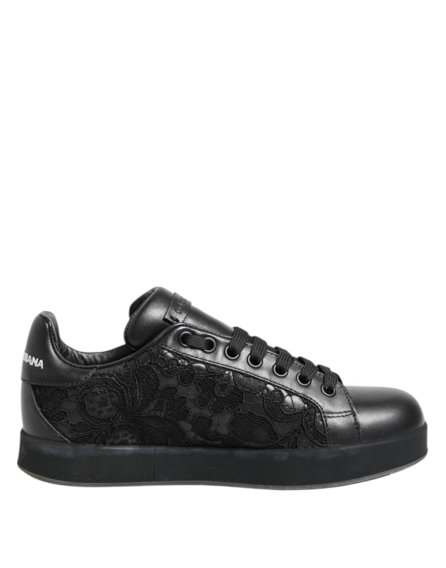 Dolce &amp; Gabbana Schwarze Sneakers mit Blumenspitze