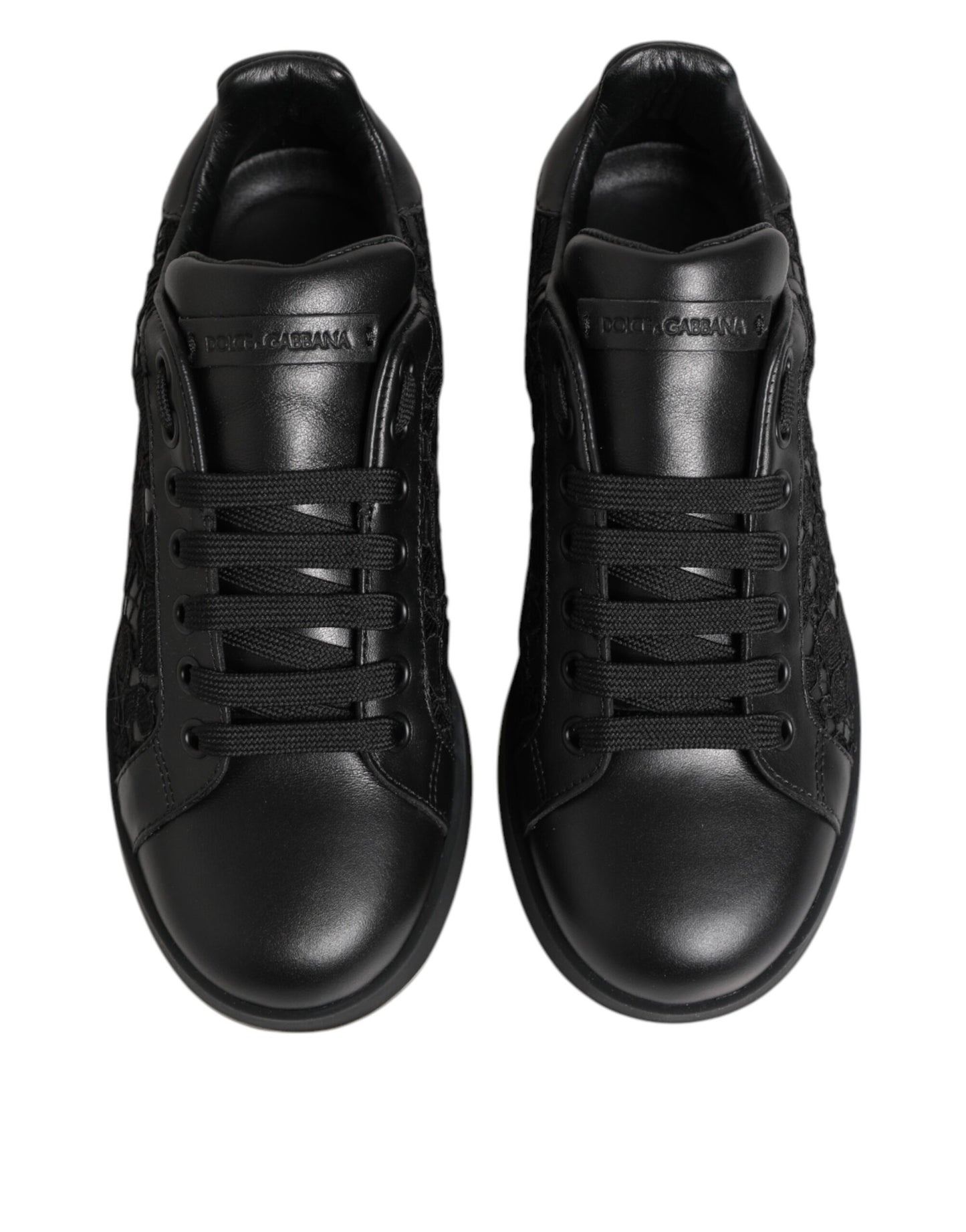 Dolce &amp; Gabbana Schwarze Sneakers mit Blumenspitze