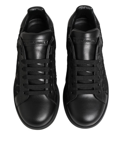 Dolce &amp; Gabbana Schwarze Sneakers mit Blumenspitze