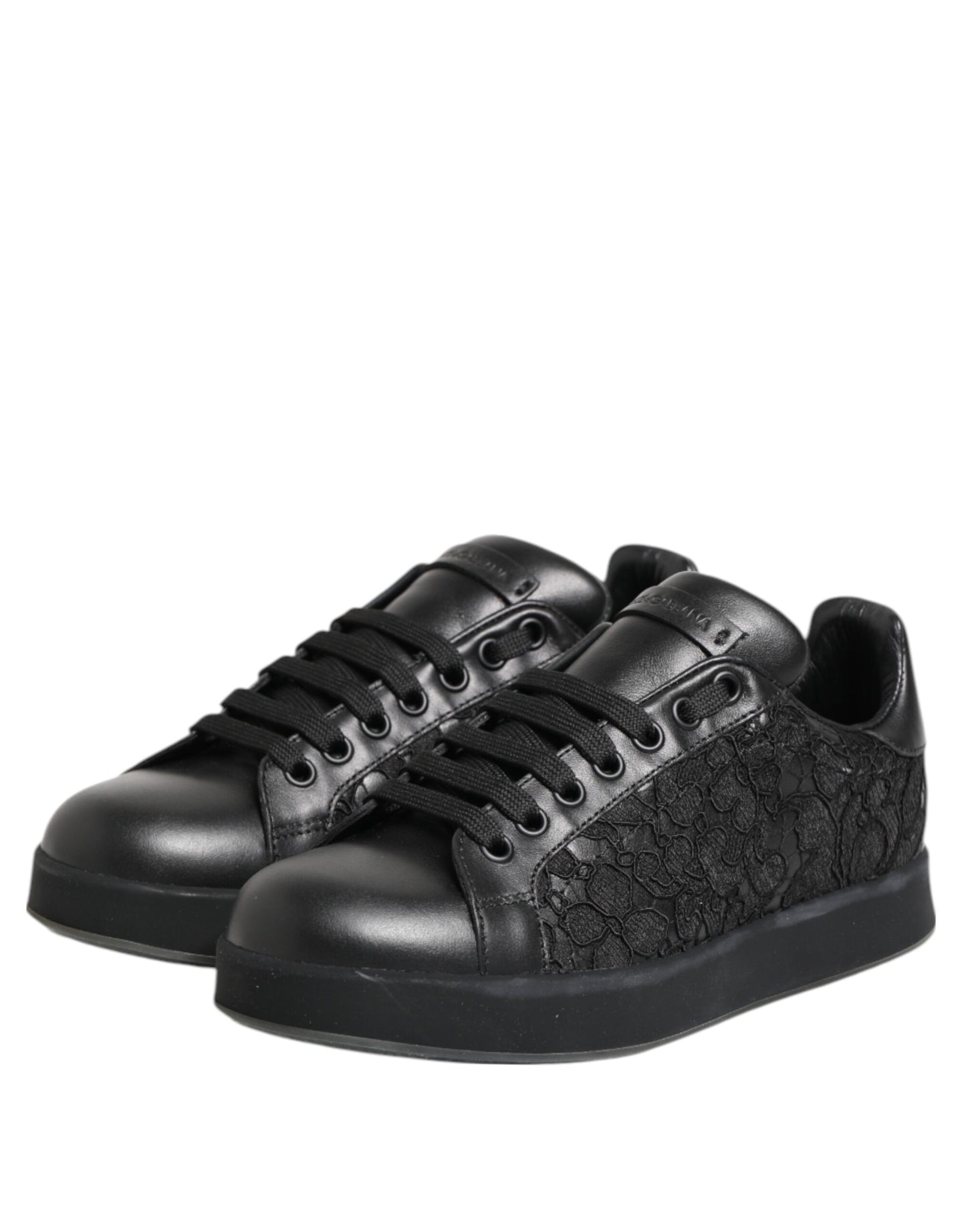Dolce &amp; Gabbana Schwarze Sneakers mit Blumenspitze