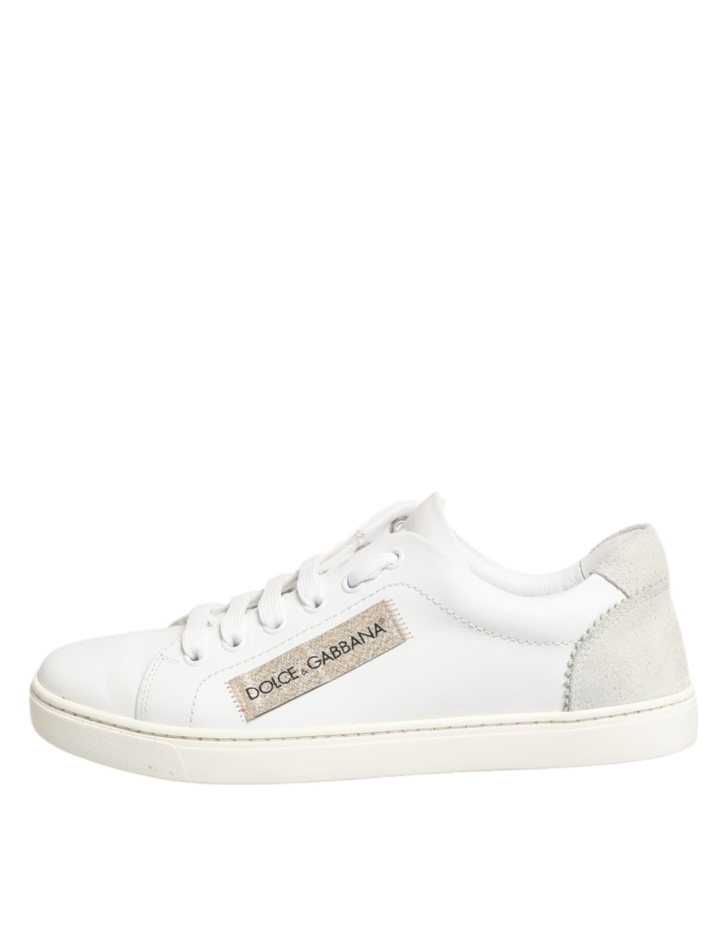 Dolce &amp; Gabbana Weiß Grau Leder Low Top Sneakers Schuhe