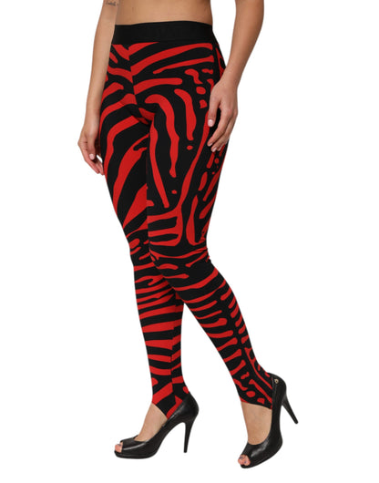 Dolce &amp; Gabbana – Leggings mit Logo-Taille aus Nylon in Schwarz und Rot
