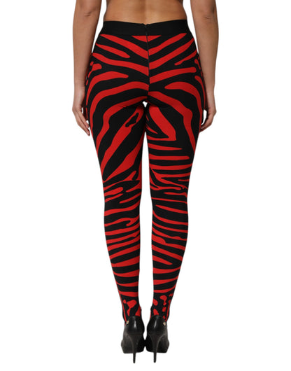 Dolce &amp; Gabbana – Leggings mit Logo-Taille aus Nylon in Schwarz und Rot