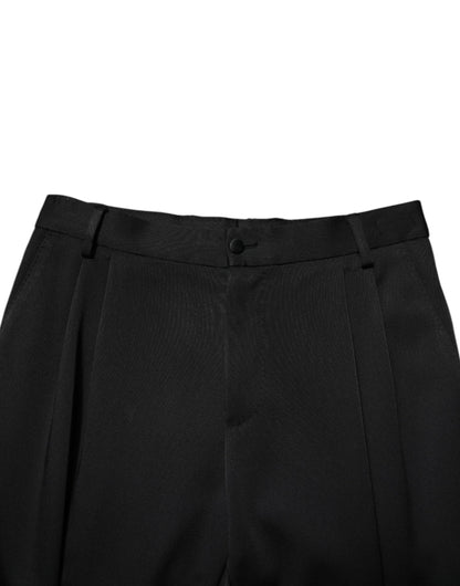 Dolce &amp; Gabbana – Schwarze, hoch taillierte, konisch zulaufende Hose aus Acetat