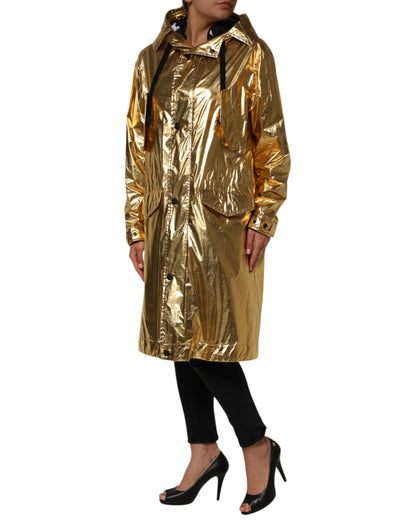 Dolce &amp; Gabbana – Trenchcoat-Jacke mit Kapuze und langen Ärmeln in Gold