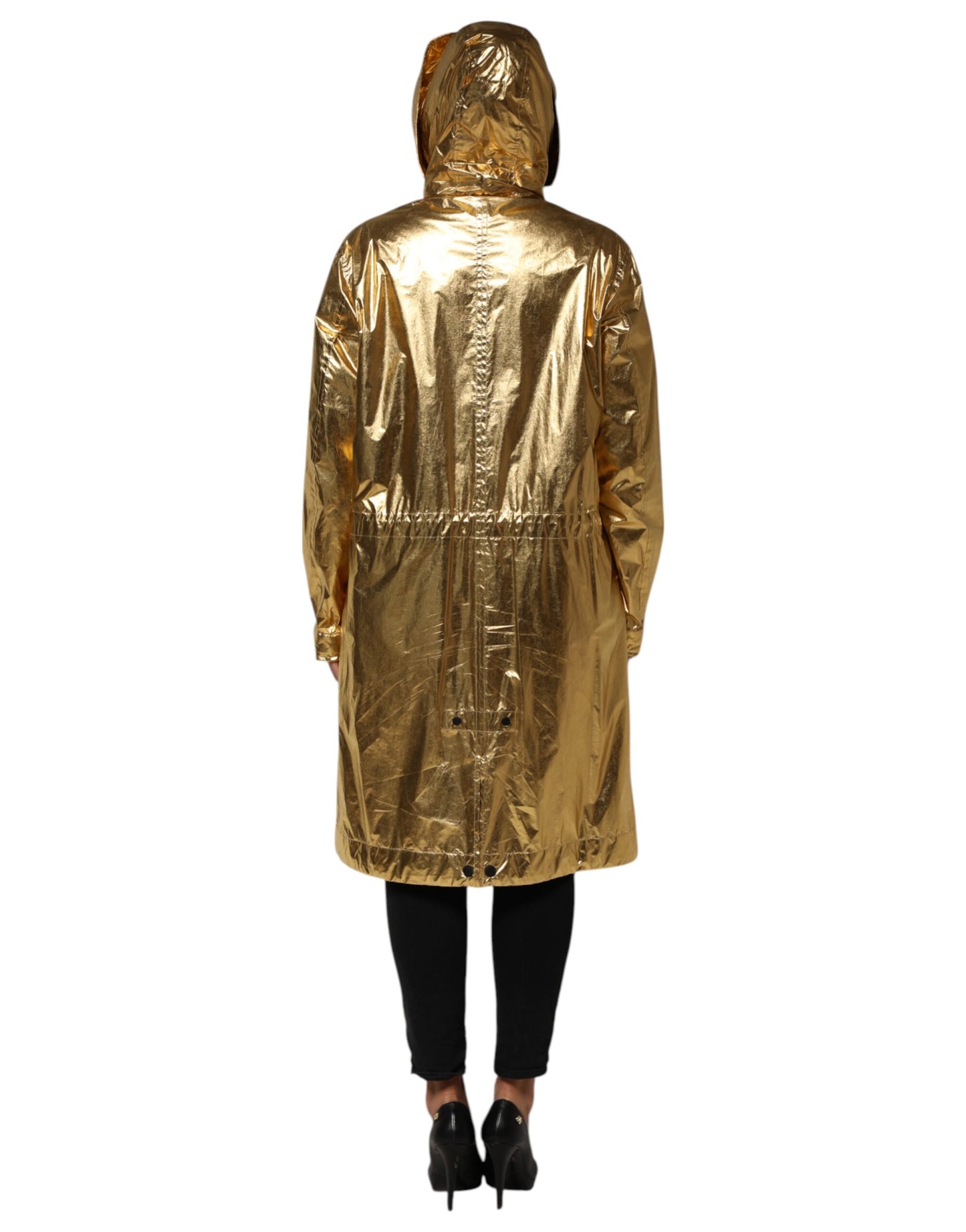 Dolce &amp; Gabbana – Trenchcoat-Jacke mit Kapuze und langen Ärmeln in Gold