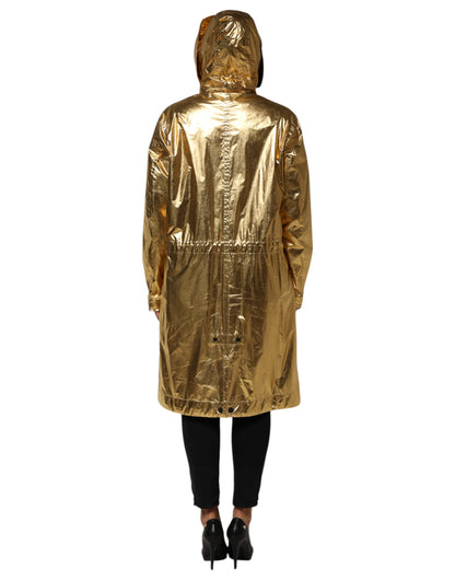 Dolce &amp; Gabbana – Trenchcoat-Jacke mit Kapuze und langen Ärmeln in Gold