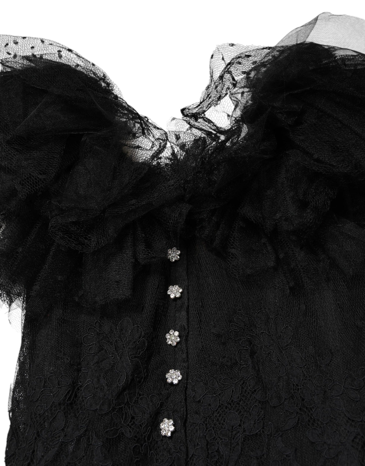 Dolce &amp; Gabbana Schwarzes, mit Kristallen verziertes Midikleid in A-Linie