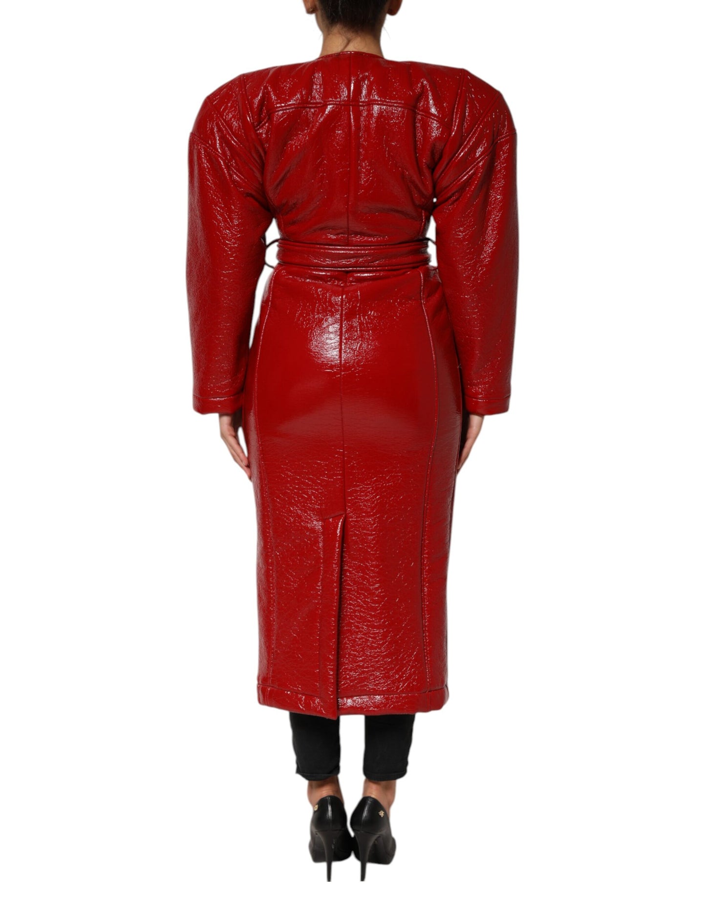 Dolce &amp; Gabbana – Einreihige Trenchcoat-Jacke aus roter Wolle