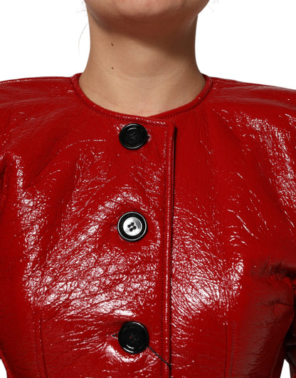 Dolce &amp; Gabbana – Einreihige Trenchcoat-Jacke aus roter Wolle
