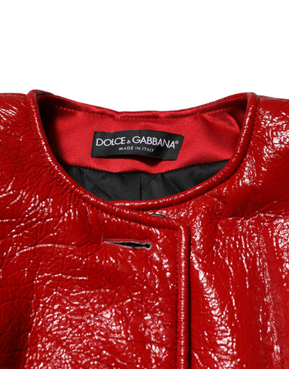 Dolce &amp; Gabbana – Einreihige Trenchcoat-Jacke aus roter Wolle
