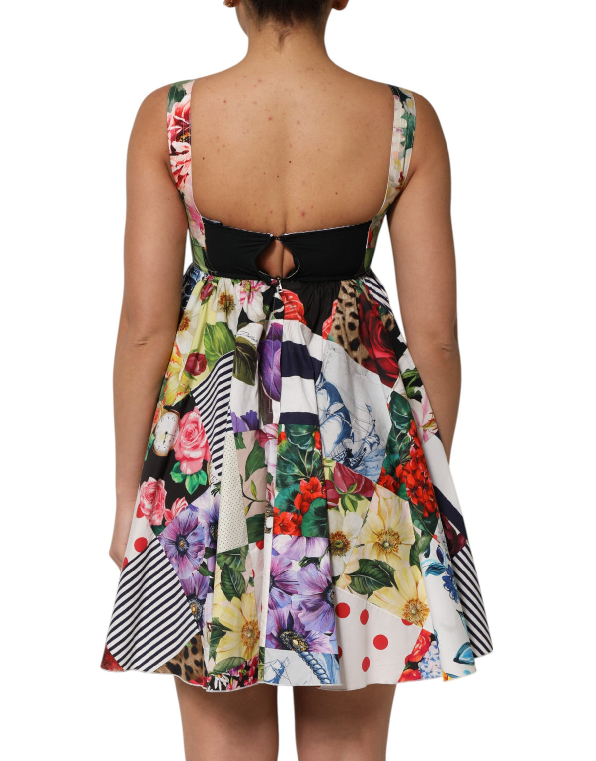 Dolce &amp; Gabbana Mehrfarbiges Patchwork-Minikleid aus Baumwolle im Aline-Stil