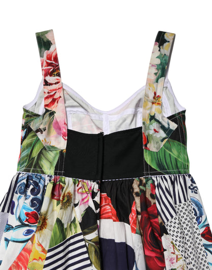 Dolce &amp; Gabbana Mehrfarbiges Patchwork-Minikleid aus Baumwolle im Aline-Stil