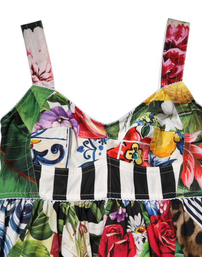 Dolce &amp; Gabbana Mehrfarbiges Patchwork-Minikleid aus Baumwolle im Aline-Stil