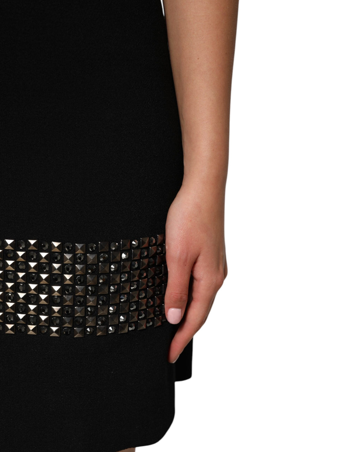 Dolce &amp; Gabbana – Schwarzes Minikleid mit Kristallverzierung und Kragen