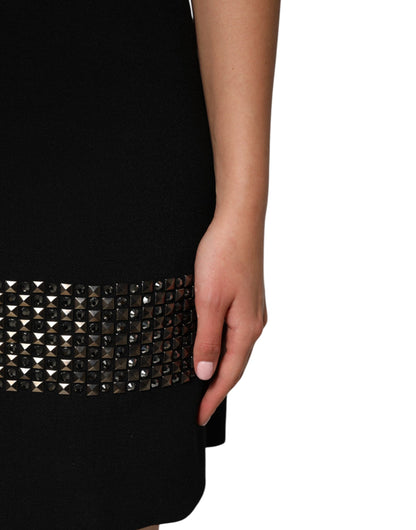 Dolce &amp; Gabbana – Schwarzes Minikleid mit Kristallverzierung und Kragen