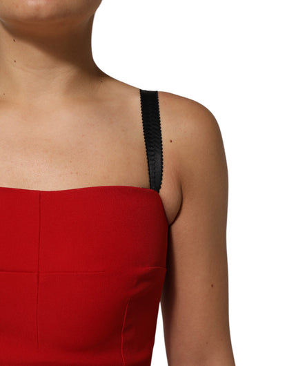 Dolce & Gabbana Red Stretch Bodycon Sheath Knee Length Dress