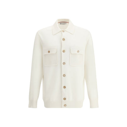 Brunello Cucinelli White Cashmere Cardigan