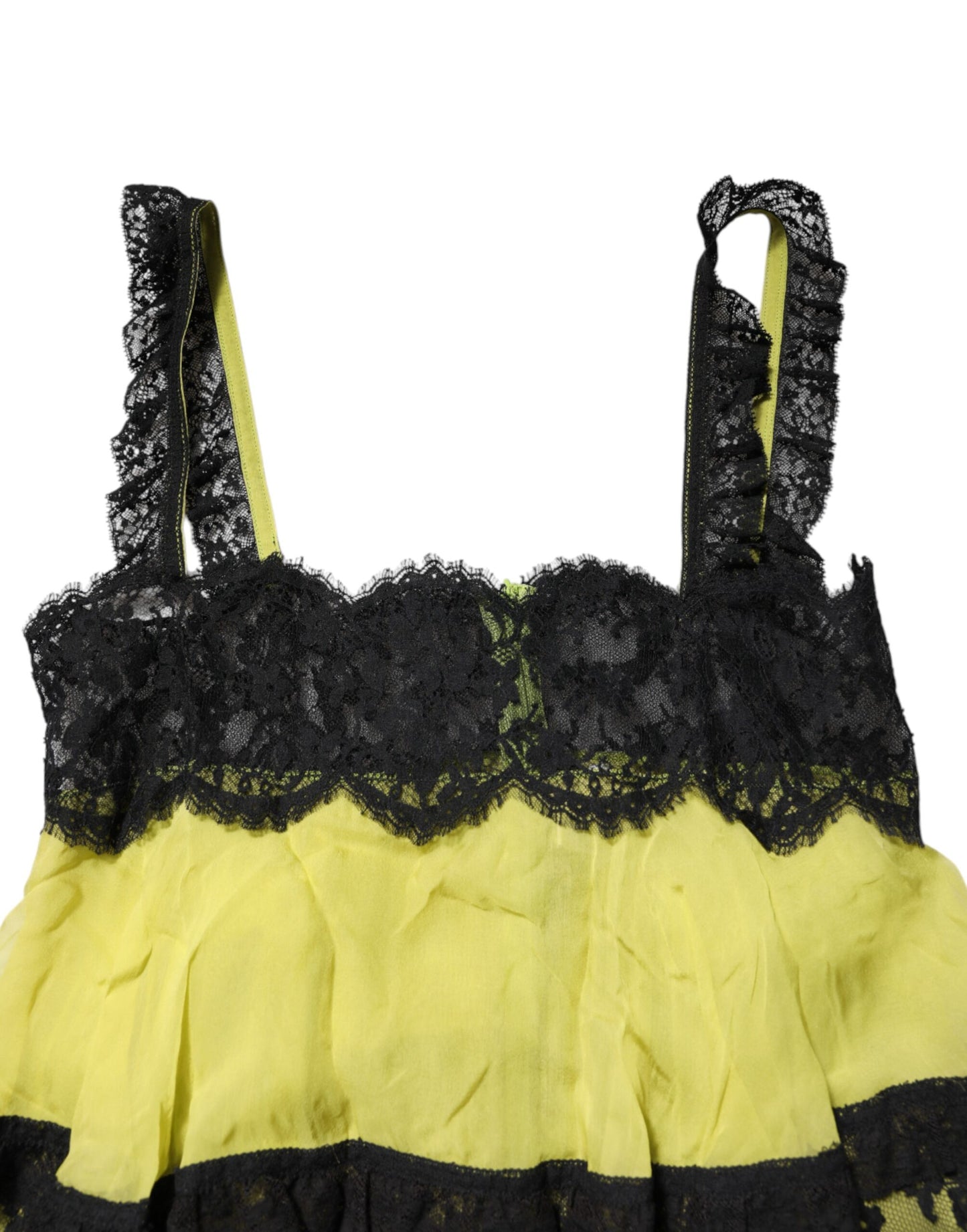 Dolce &amp; Gabbana Gelb-Schwarzes Babydoll-Chemise-Dessouskleid