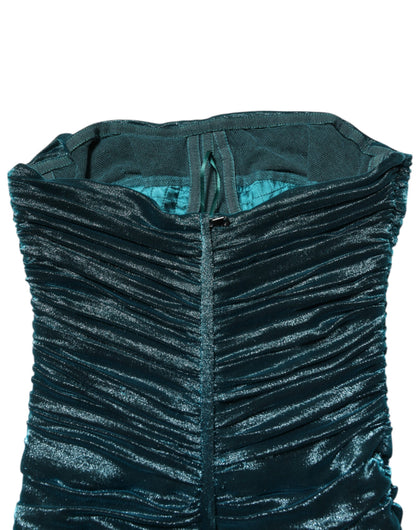 Dolce &amp; Gabbana – Eng anliegendes, trägerloses Kleid aus grünem Seidensatin