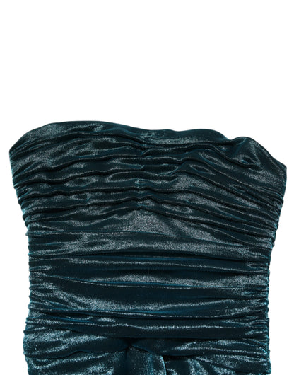 Dolce &amp; Gabbana – Eng anliegendes, trägerloses Kleid aus grünem Seidensatin