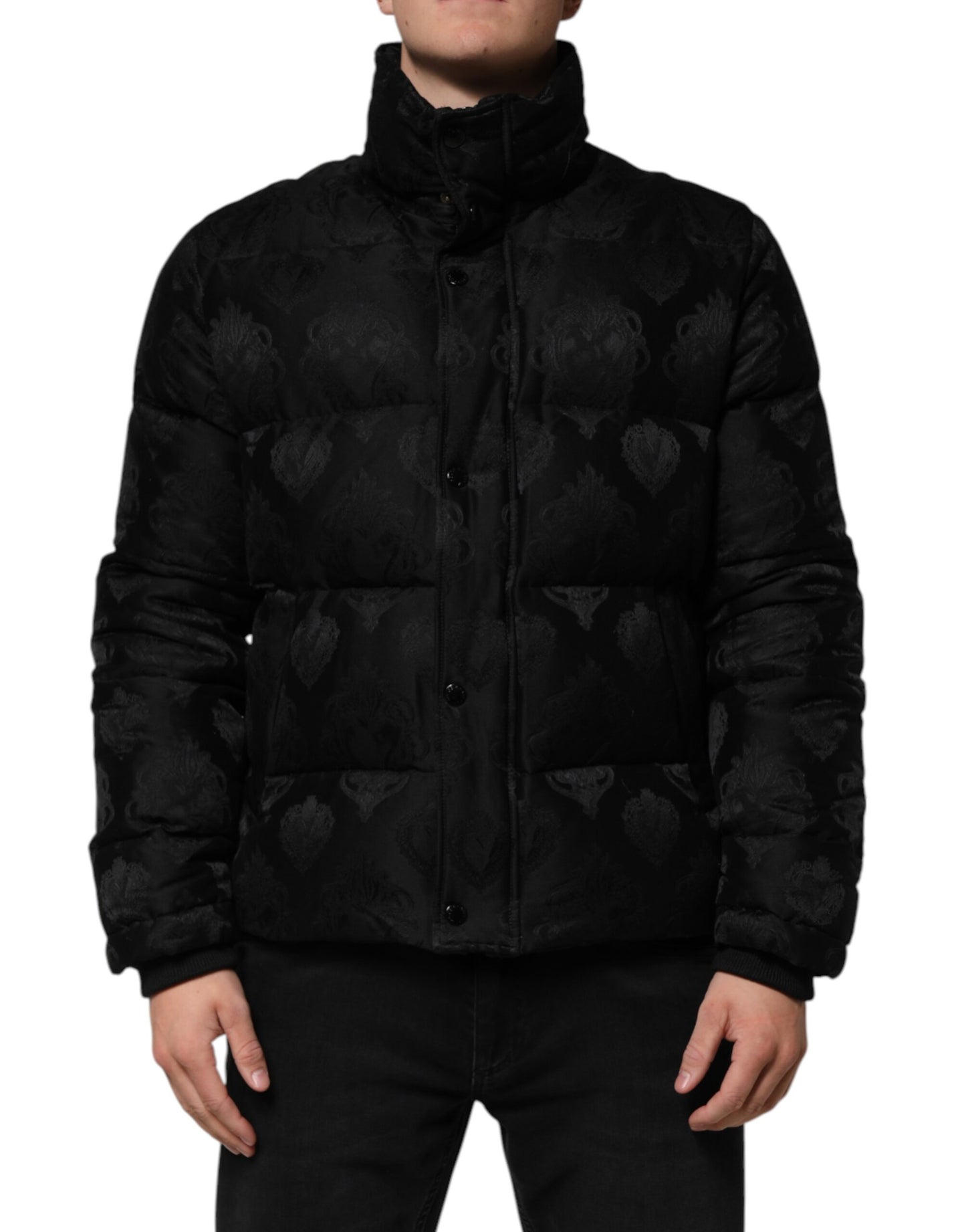 Dolce &amp; Gabbana – Schwarze, gesteppte Bomberjacke aus Jacquard