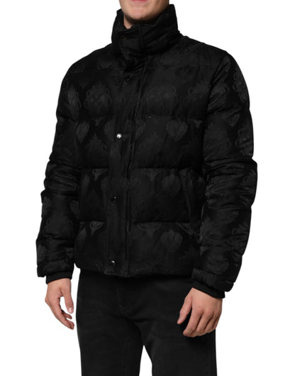 Dolce &amp; Gabbana – Schwarze, gesteppte Bomberjacke aus Jacquard