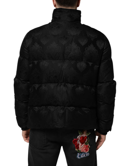 Dolce &amp; Gabbana – Schwarze, gesteppte Bomberjacke aus Jacquard