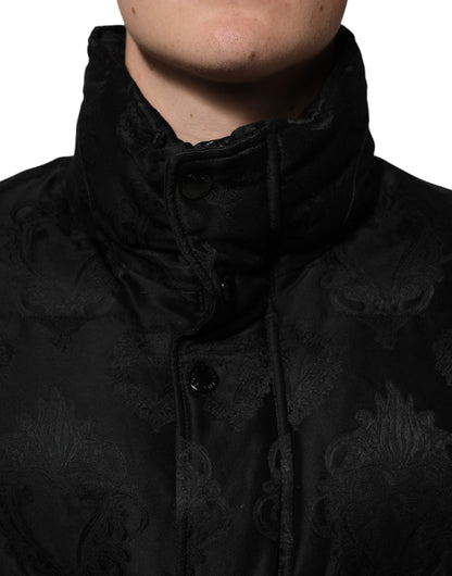 Dolce &amp; Gabbana – Schwarze, gesteppte Bomberjacke aus Jacquard