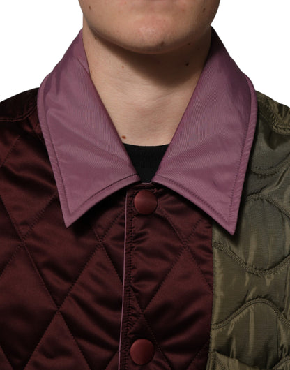 Dolce &amp; Gabbana Mehrfarbige Patchwork-Steppjacke aus Polyester