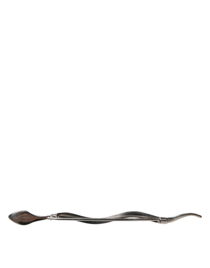 Dolce & Gabbana Silver Brass Crystal Spilla Serpente Mens Brooch Pin