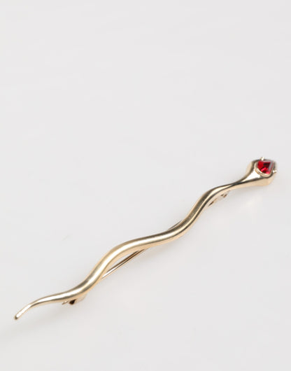 Dolce &amp; Gabbana Gold Messing Rot Kristall Spilla Serpente Herren Brosche Pin