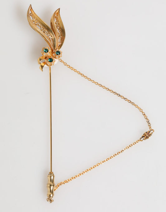 دبوس بروش من دولتشي آند غابانا، مصنوع من الفضة الإسترلينية عيار 925، مزين بسلسلة كريستالية