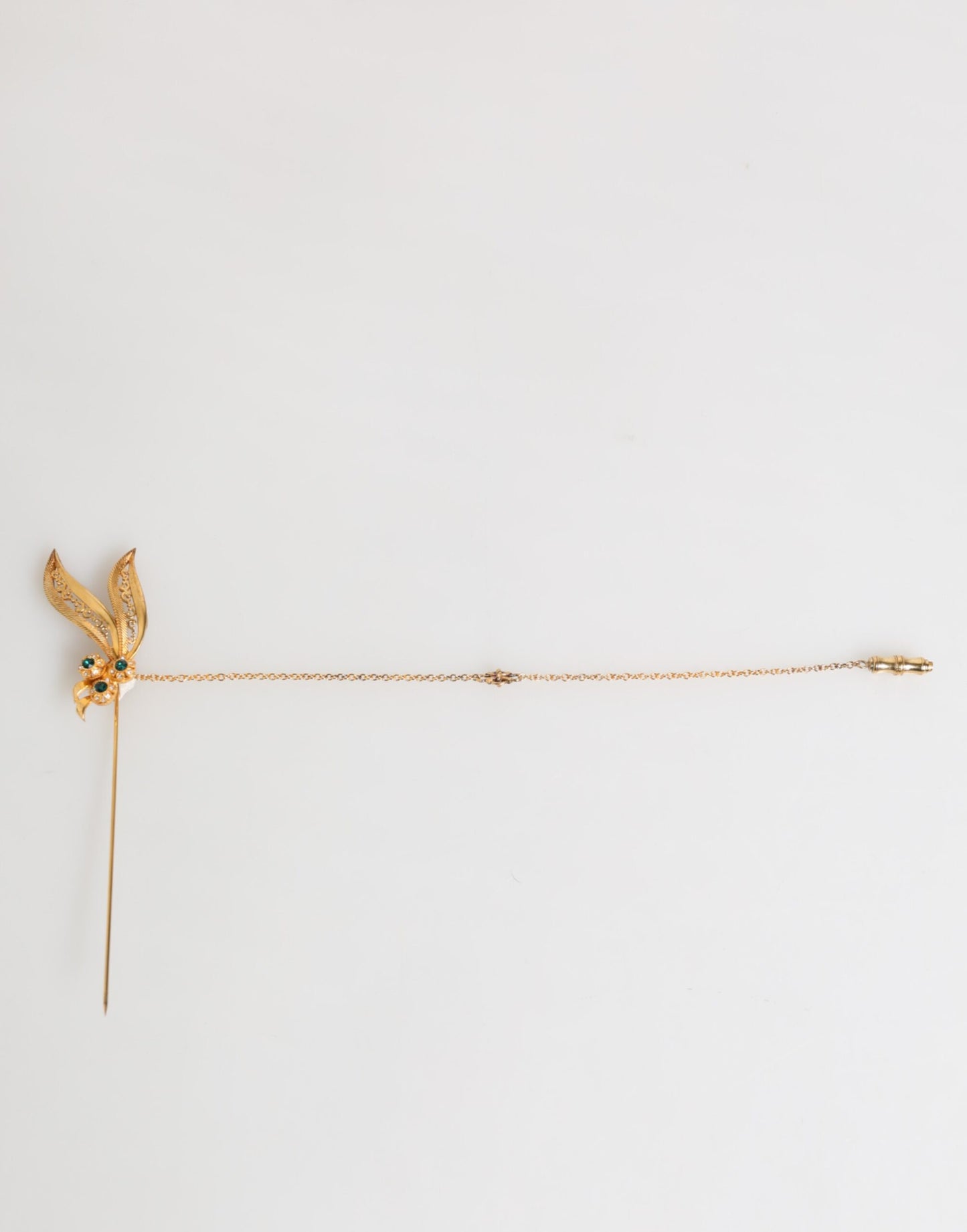 Dolce &amp; Gabbana – Goldfarbene Brosche aus 925er Sterlingsilber mit Kristallketten