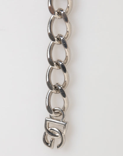 Dolce & Gabbana Silver Tone Brass Chain Lobster Clasp DG Logo Bracelet