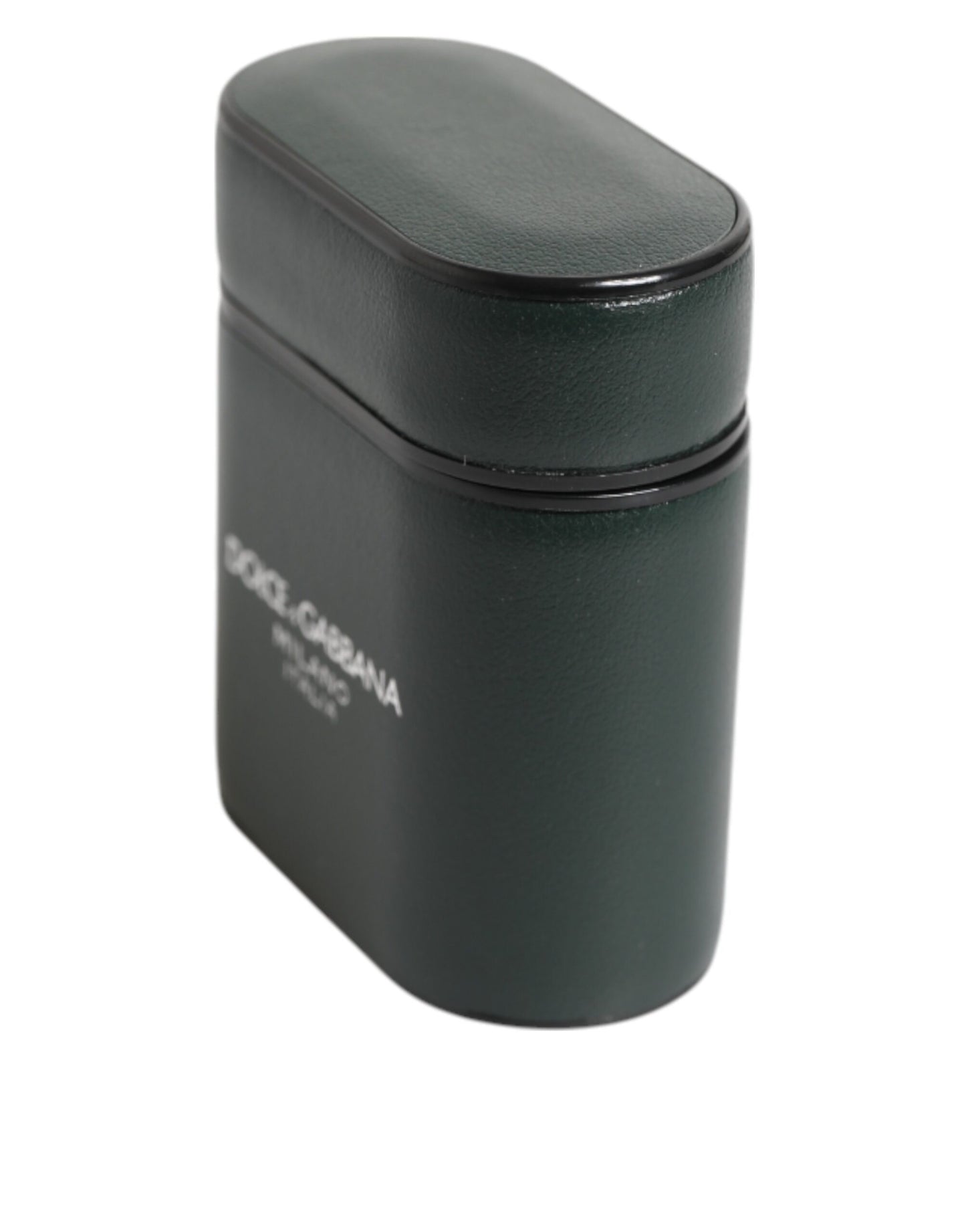 Dolce &amp; Gabbana – Flip-Halter für Herren-Airpods-Hülle aus schwarzem Leder mit Logo-Print