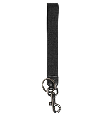 Dolce &amp; Gabbana Schwarz Rot DG Logo Polyester Silber Männer Schlüsselanhänger