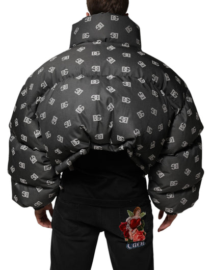 Dolce &amp; Gabbana Schwarze DG-Monogramm-Steppjacke mit durchgehendem Reißverschluss für Herren
