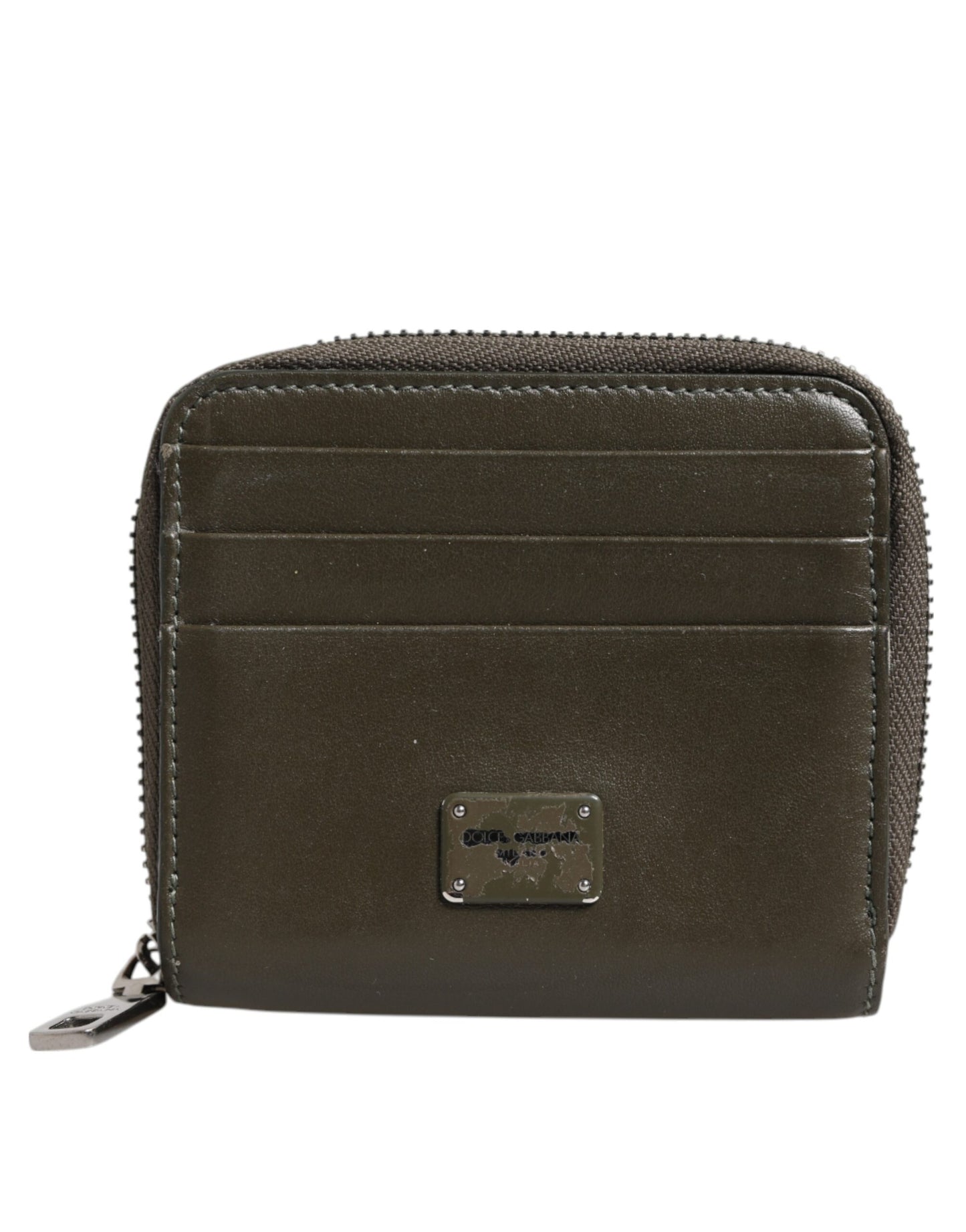 Dolce &amp; Gabbana – Kartenetui mit Münzfach und Logo-Schild aus braunem Leder